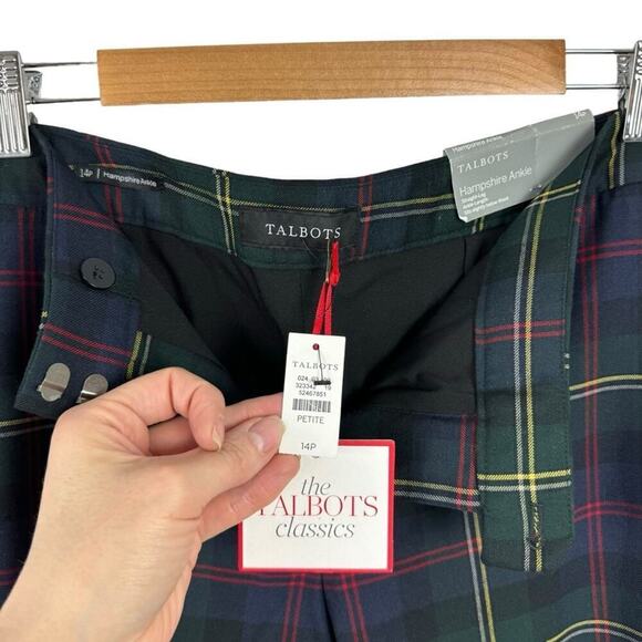Talbots Plaid Hampshire Straight Leg Ankle Pants Wool Blend New Size 14P - Picture 13 of 16